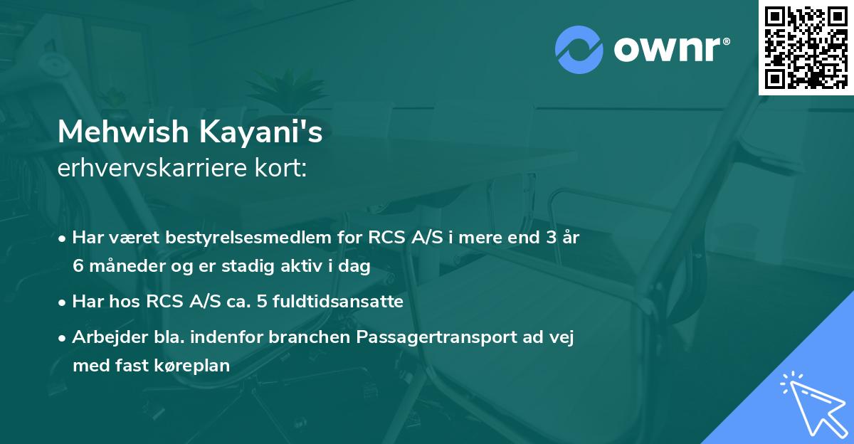 Mehwish Kayani's erhvervskarriere kort