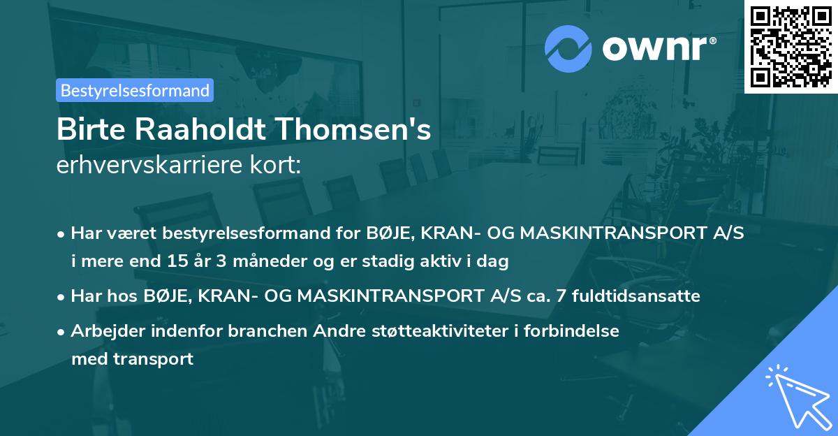 Birte Raaholdt Thomsen's erhvervskarriere kort