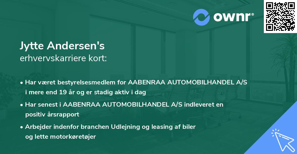 Jytte Andersen's erhvervskarriere kort