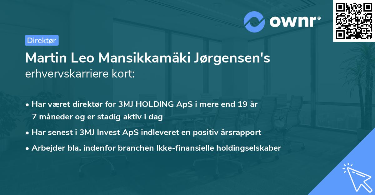 Martin Leo Mansikkamäki Jørgensen's erhvervskarriere kort