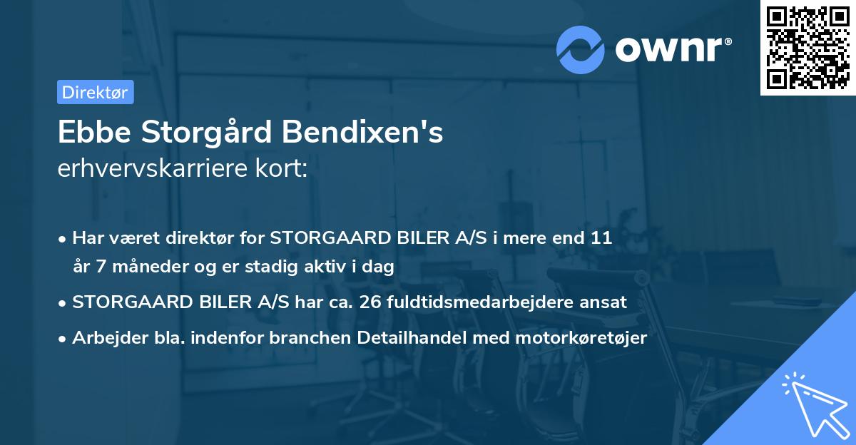 Ebbe Storgård Bendixen's erhvervskarriere kort