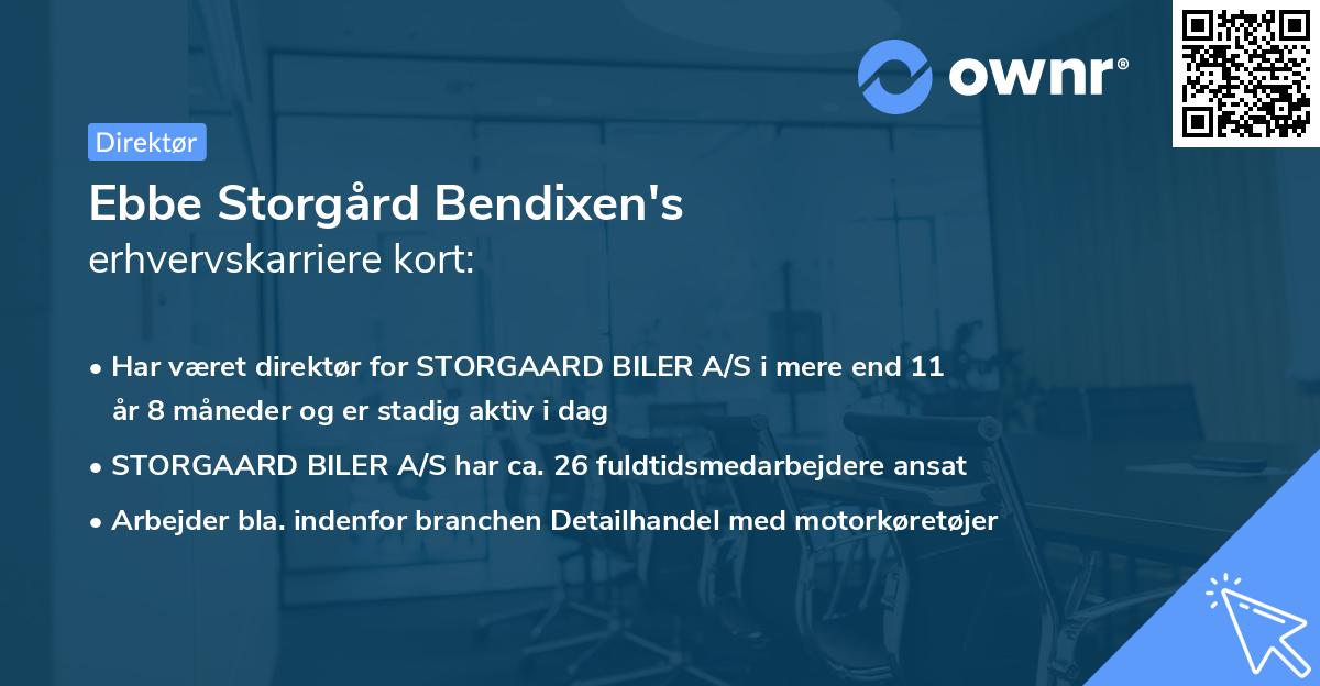 Ebbe Storgård Bendixen's erhvervskarriere kort