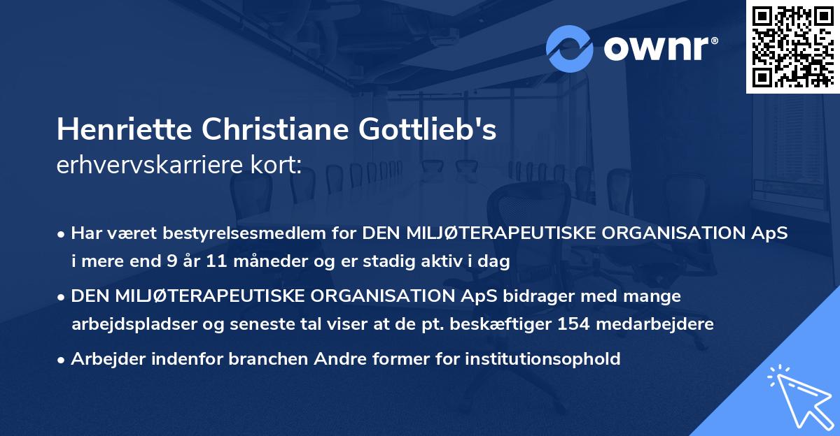 Henriette Christiane Gottlieb's erhvervskarriere kort