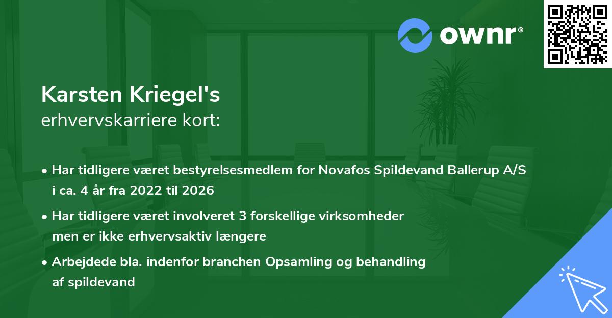 Karsten Kriegel's erhvervskarriere kort