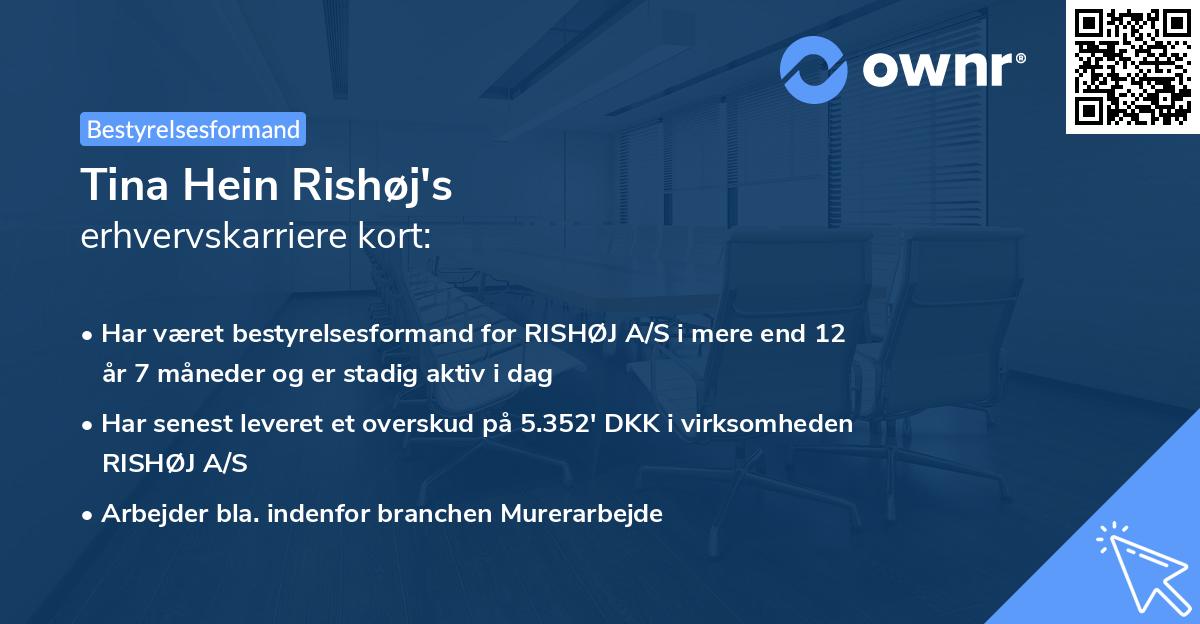 Tina Hein Rishøj's erhvervskarriere kort