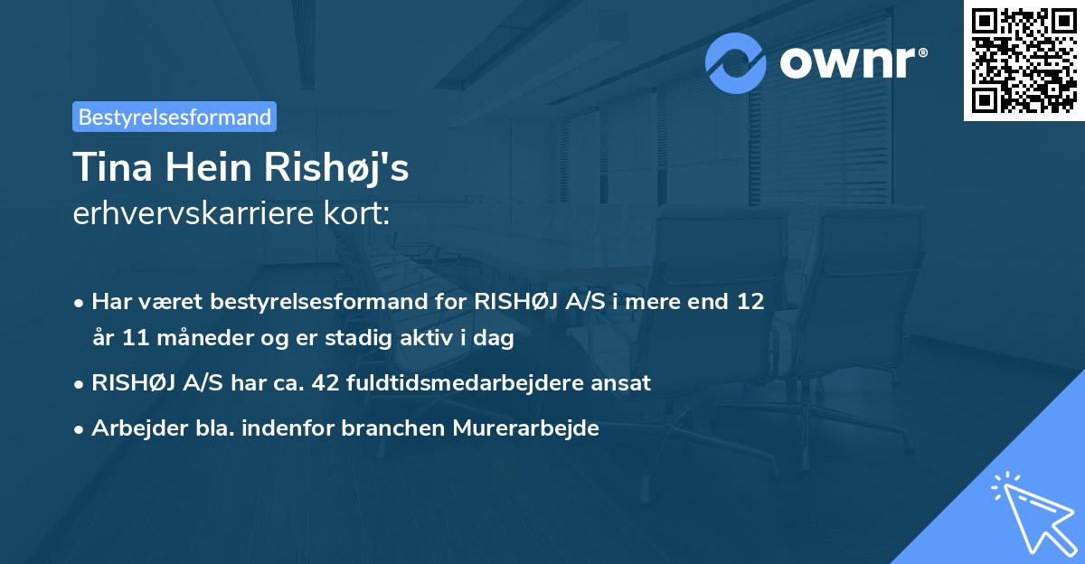 Tina Hein Rishøj's erhvervskarriere kort