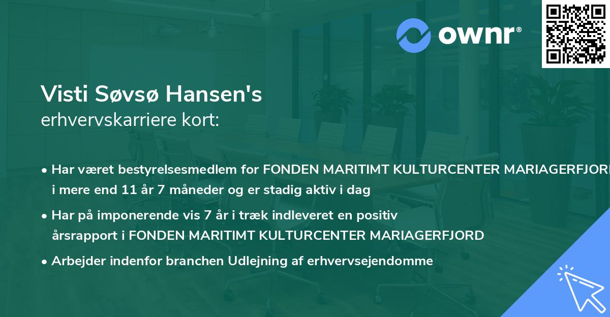 Visti Søvsø Hansen's erhvervskarriere kort