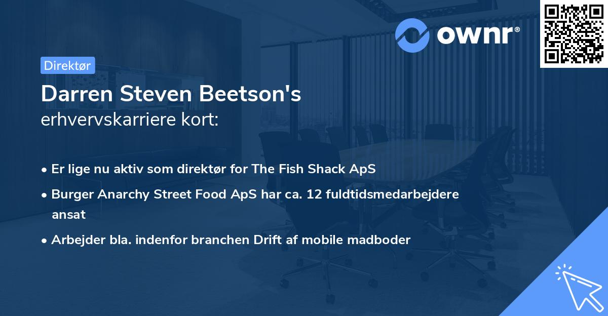 Darren Steven Beetson's erhvervskarriere kort