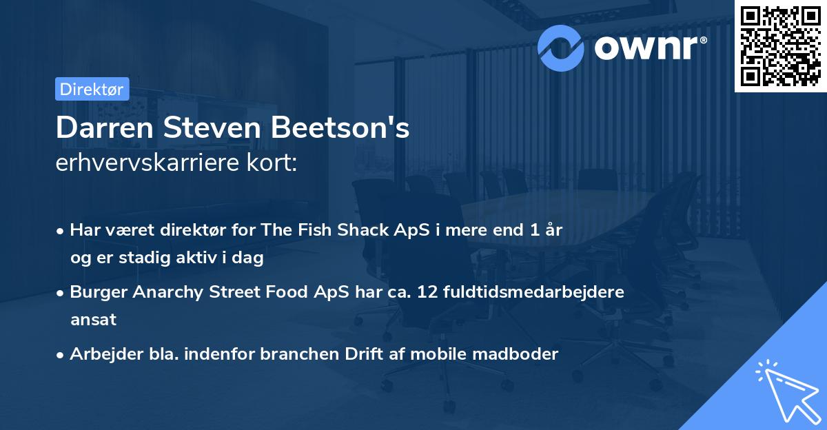 Darren Steven Beetson's erhvervskarriere kort