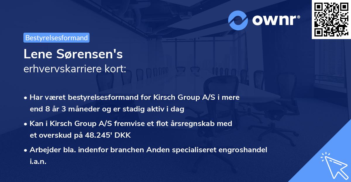 Lene Sørensen's erhvervskarriere kort