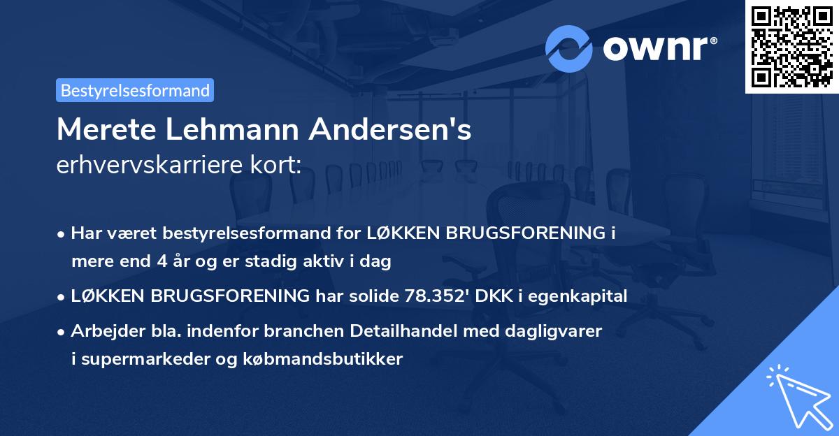 Merete Lehmann Andersen's erhvervskarriere kort