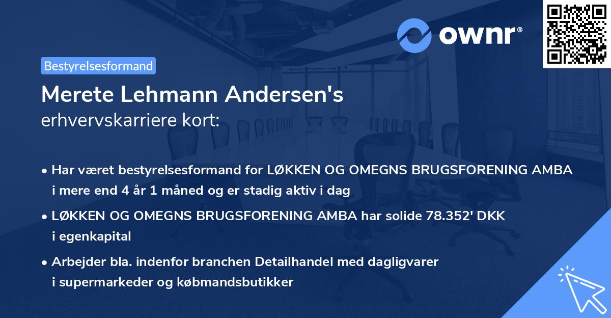 Merete Lehmann Andersen's erhvervskarriere kort