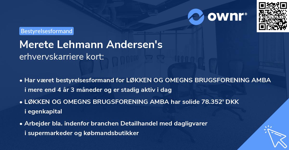 Merete Lehmann Andersen's erhvervskarriere kort