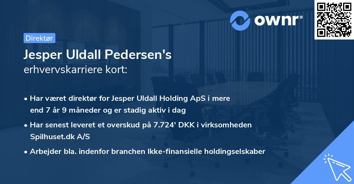 Jesper Uldall Pedersen's erhvervskarriere kort