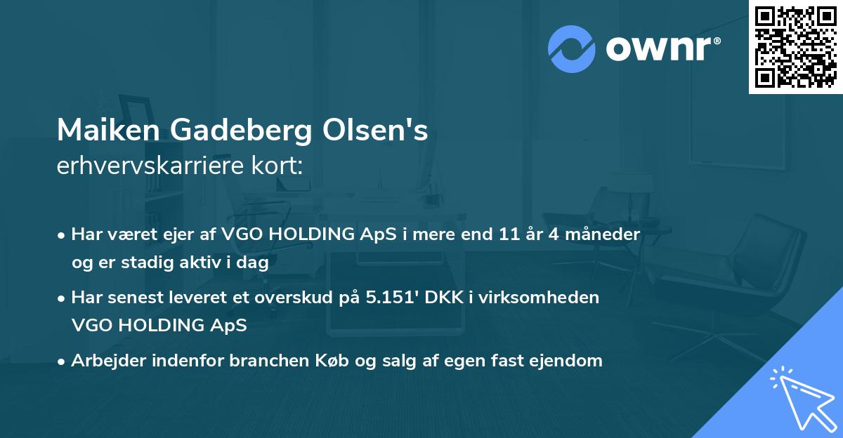 Maiken Gadeberg Olsen's erhvervskarriere kort