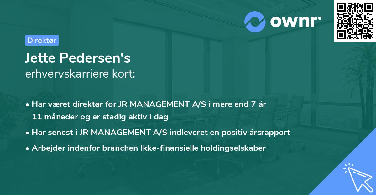 Jette Pedersen's erhvervskarriere kort