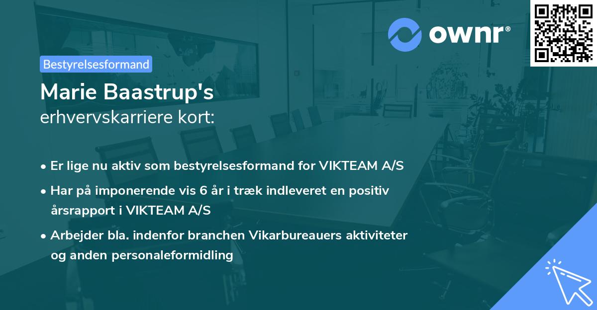 Marie Baastrup's erhvervskarriere kort