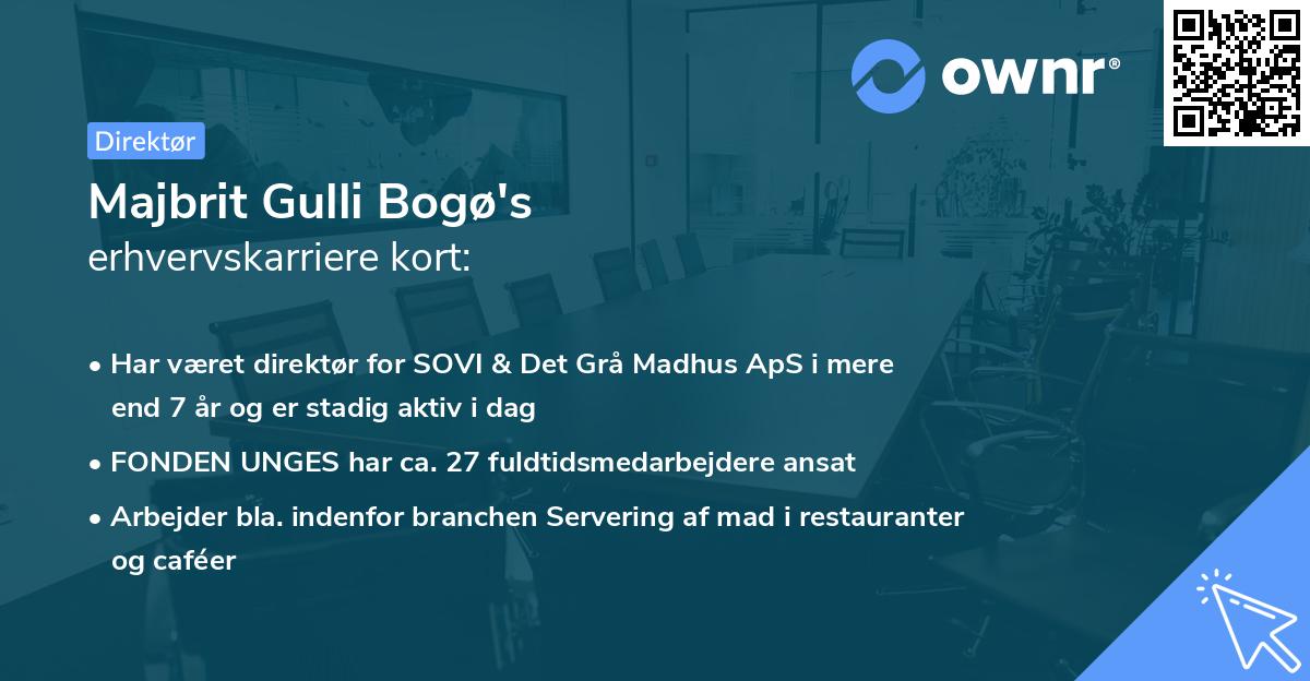 Majbrit Gulli Bogø's erhvervskarriere kort