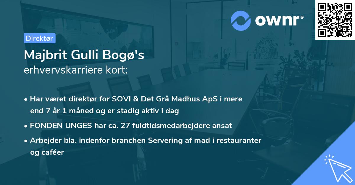 Majbrit Gulli Bogø's erhvervskarriere kort