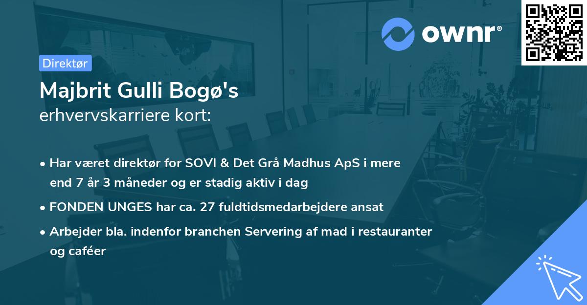 Majbrit Gulli Bogø's erhvervskarriere kort