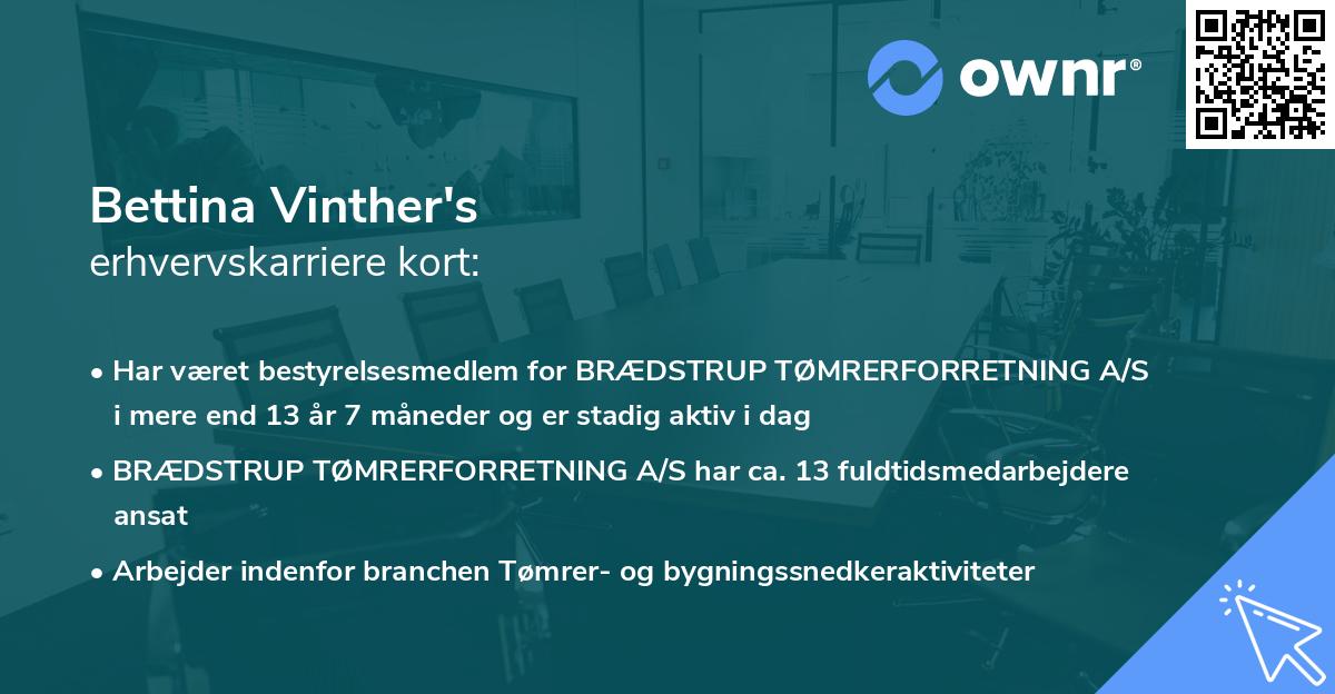 Bettina Vinther's erhvervskarriere kort