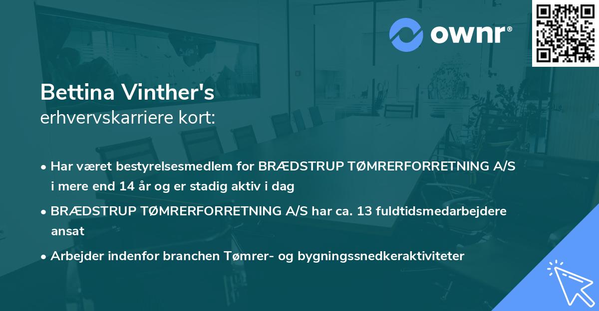 Bettina Vinther's erhvervskarriere kort