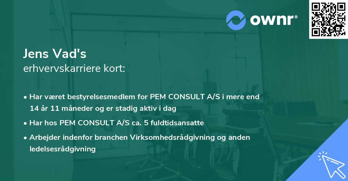 Jens Vad's erhvervskarriere kort
