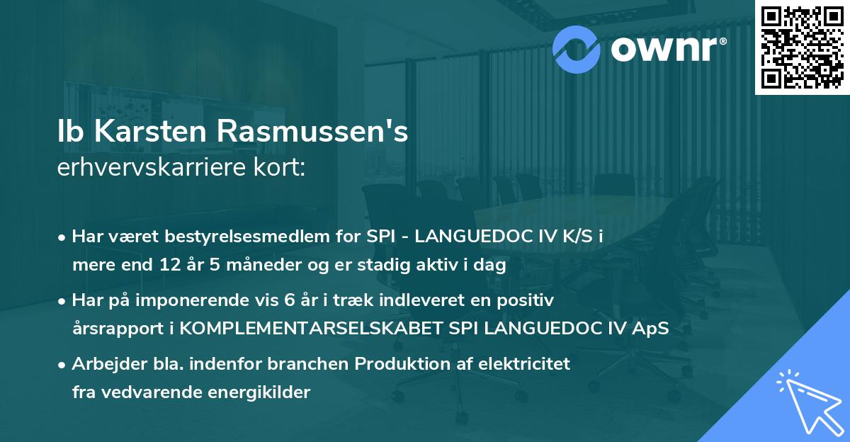 Ib Karsten Rasmussen's erhvervskarriere kort