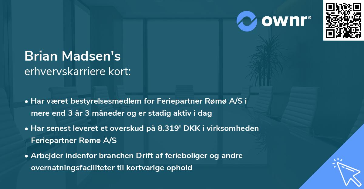 Brian Madsen's erhvervskarriere kort