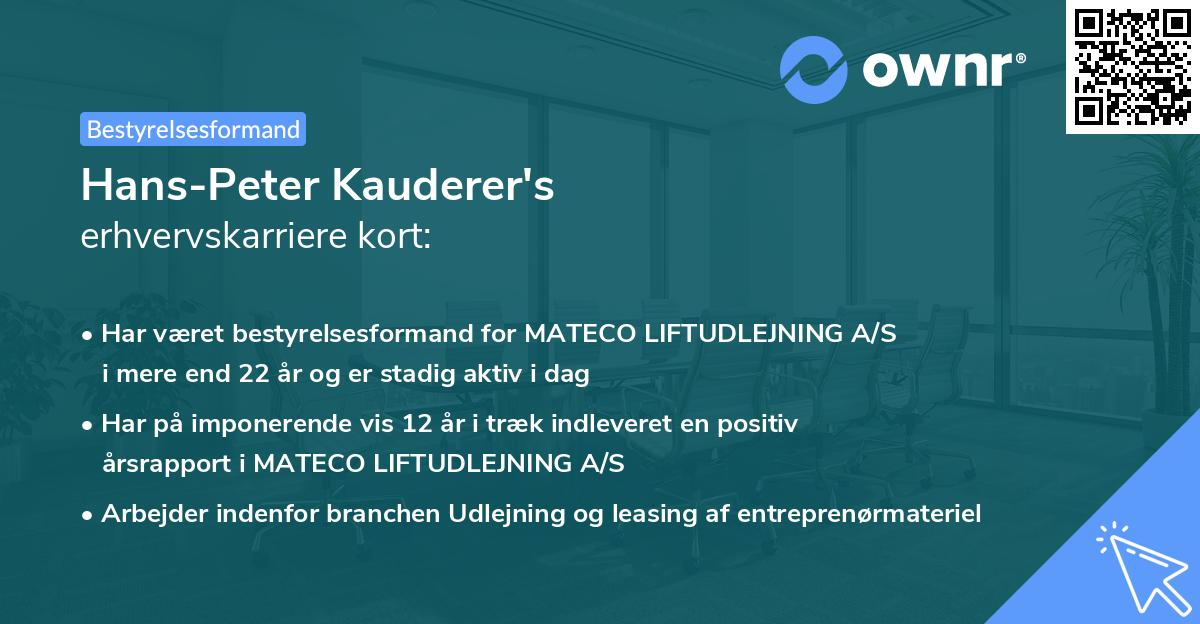 Hans-Peter Kauderer's erhvervskarriere kort