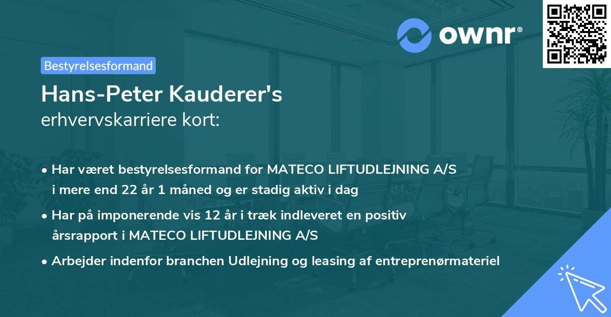 Hans-Peter Kauderer's erhvervskarriere kort
