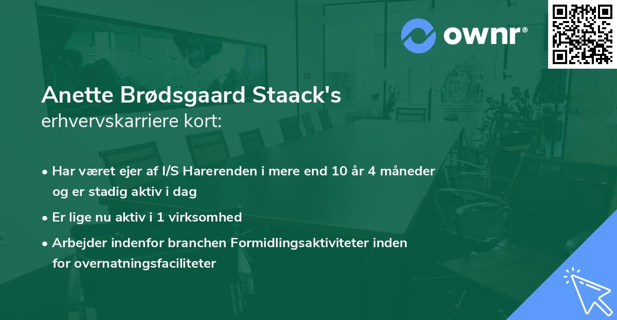 Anette Brødsgaard Staack's erhvervskarriere kort