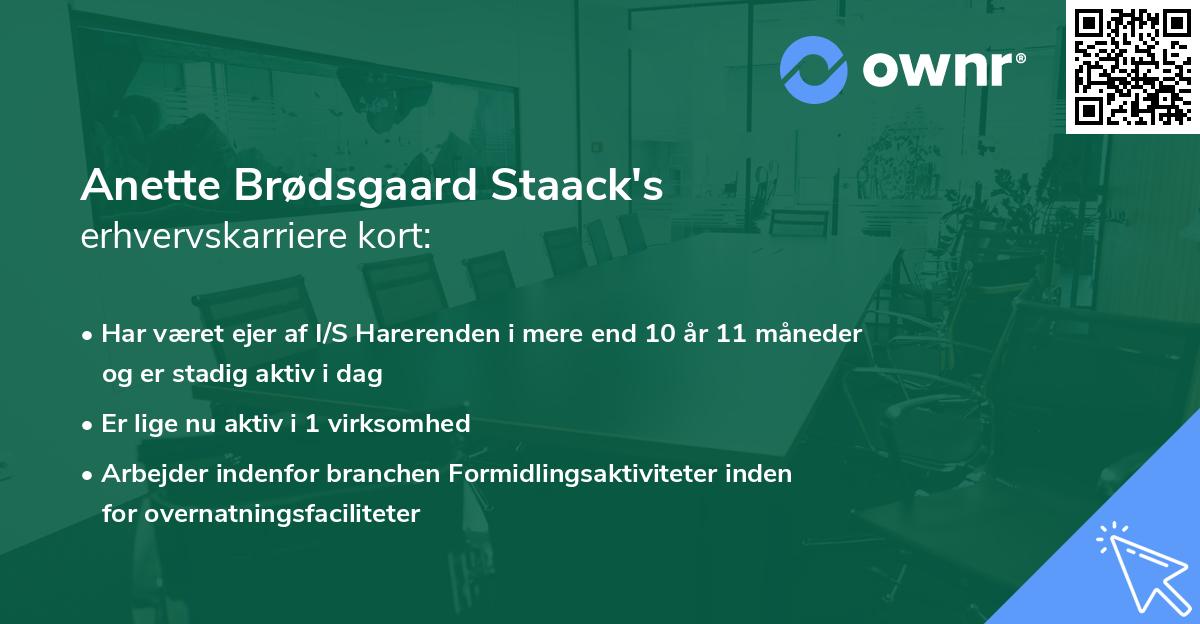 Anette Brødsgaard Staack's erhvervskarriere kort