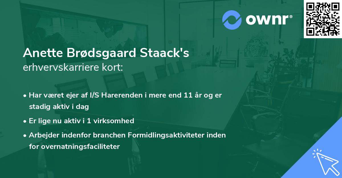 Anette Brødsgaard Staack's erhvervskarriere kort