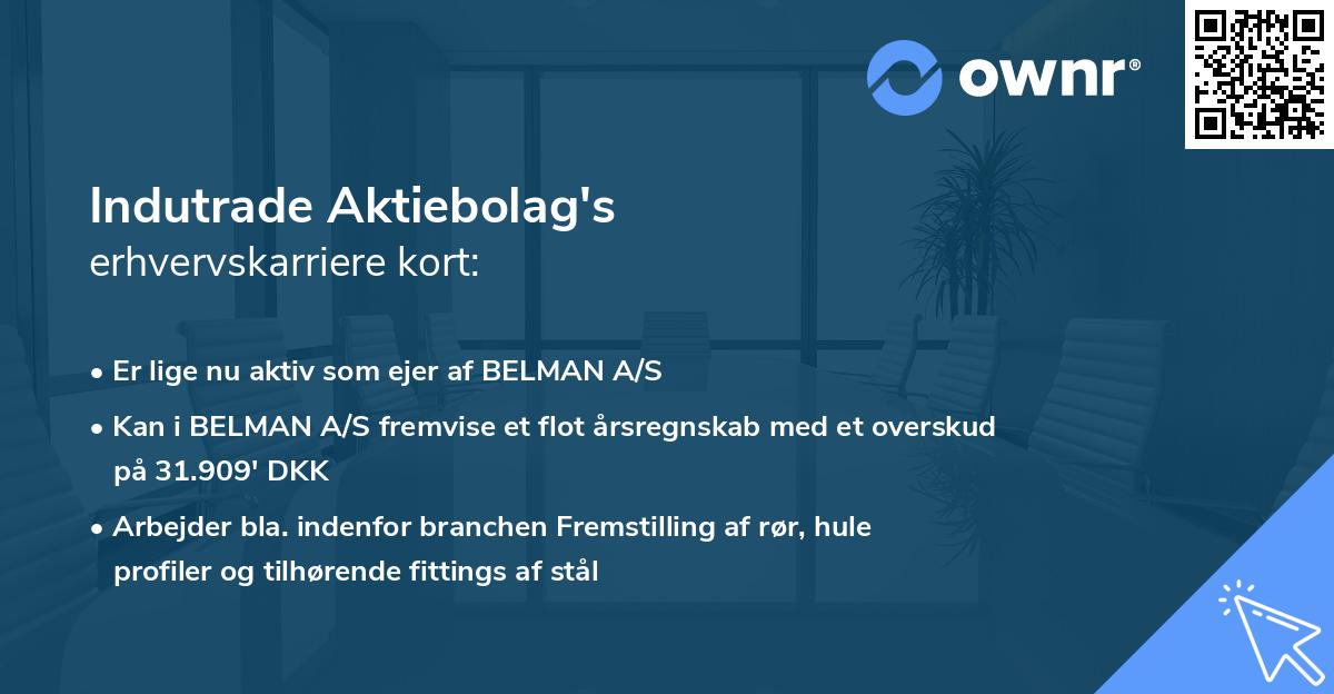 Indutrade Aktiebolag's erhvervskarriere kort