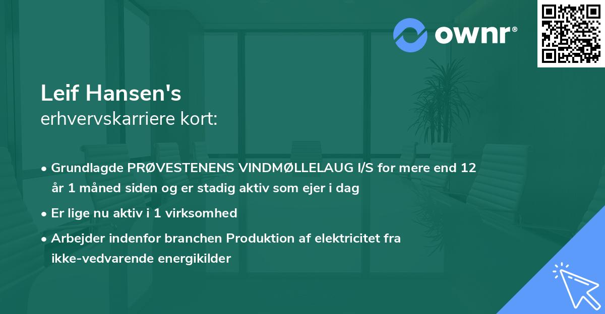 Leif Hansen's erhvervskarriere kort