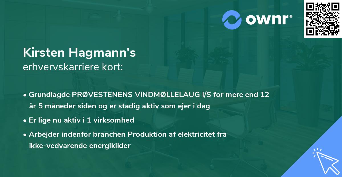 Kirsten Hagmann's erhvervskarriere kort