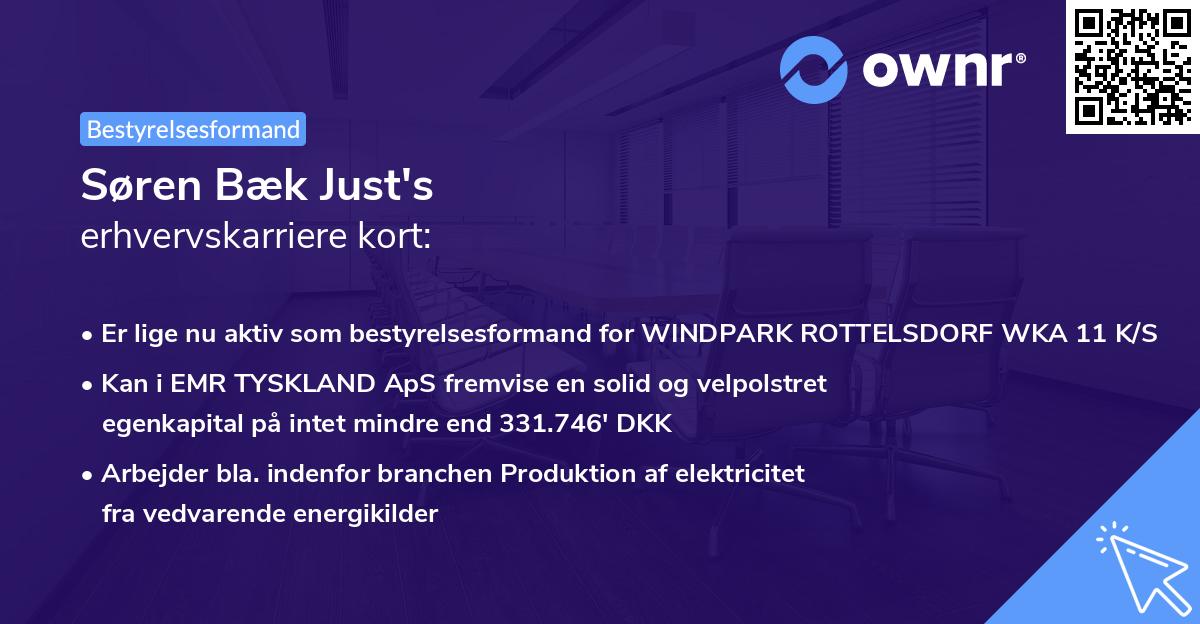 Søren Bæk Just's erhvervskarriere kort