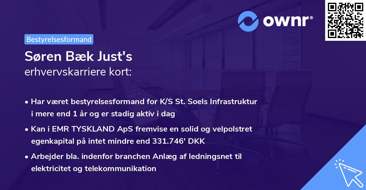 Søren Bæk Just's erhvervskarriere kort