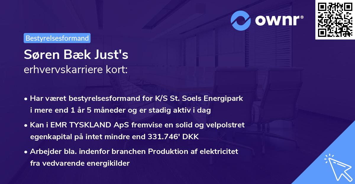 Søren Bæk Just's erhvervskarriere kort