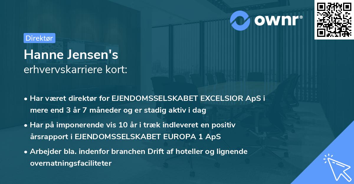 Hanne Jensen's erhvervskarriere kort