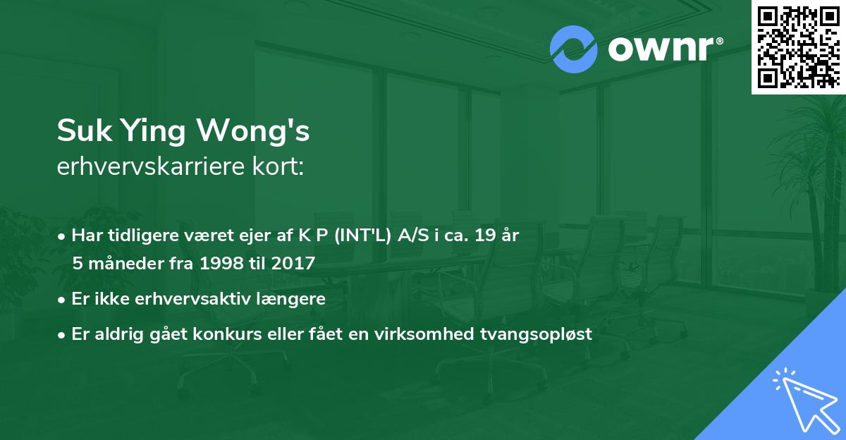 Suk Ying Wong's erhvervskarriere kort