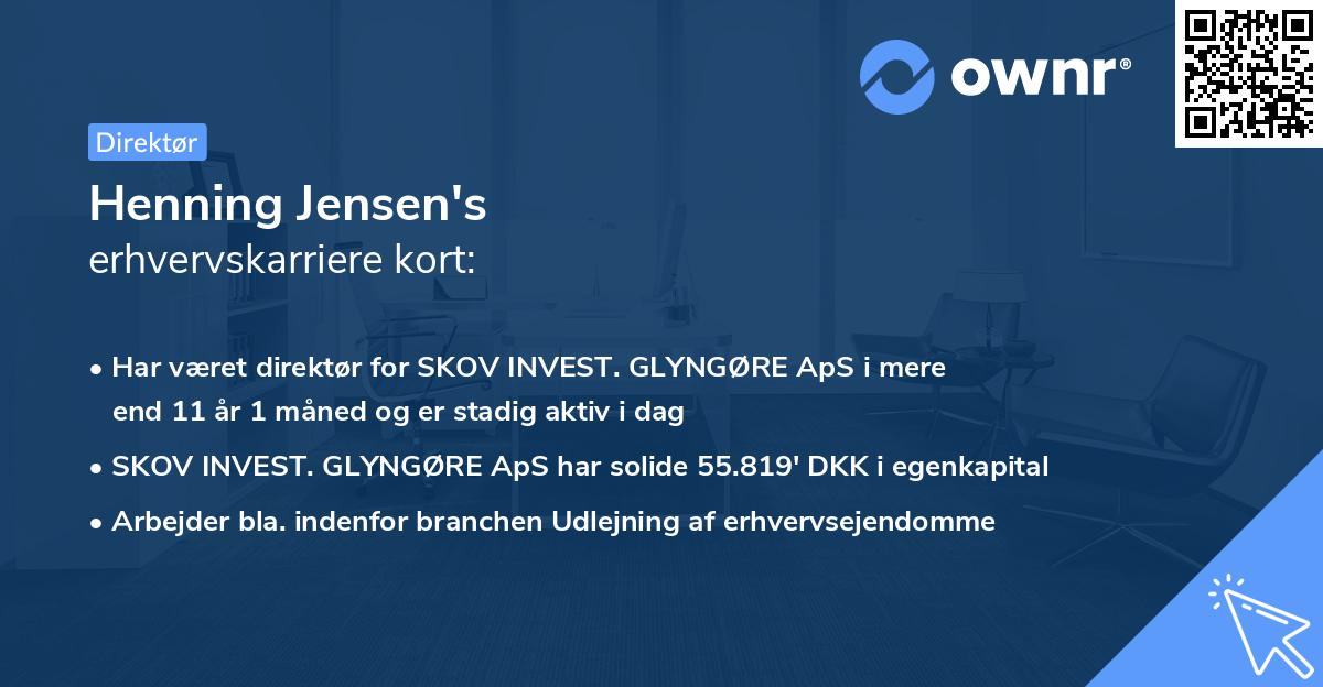 Henning Jensen's erhvervskarriere kort