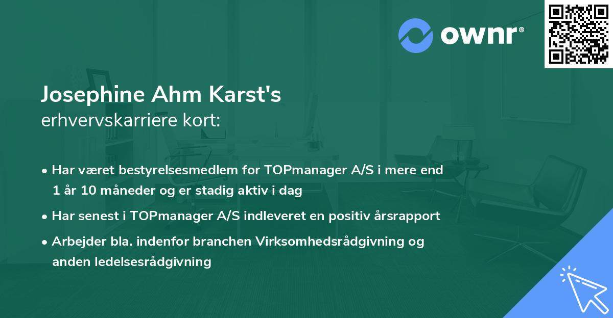 Josephine Ahm Karst's erhvervskarriere kort