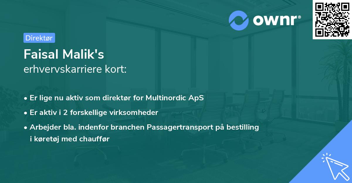 Faisal Malik's erhvervskarriere kort