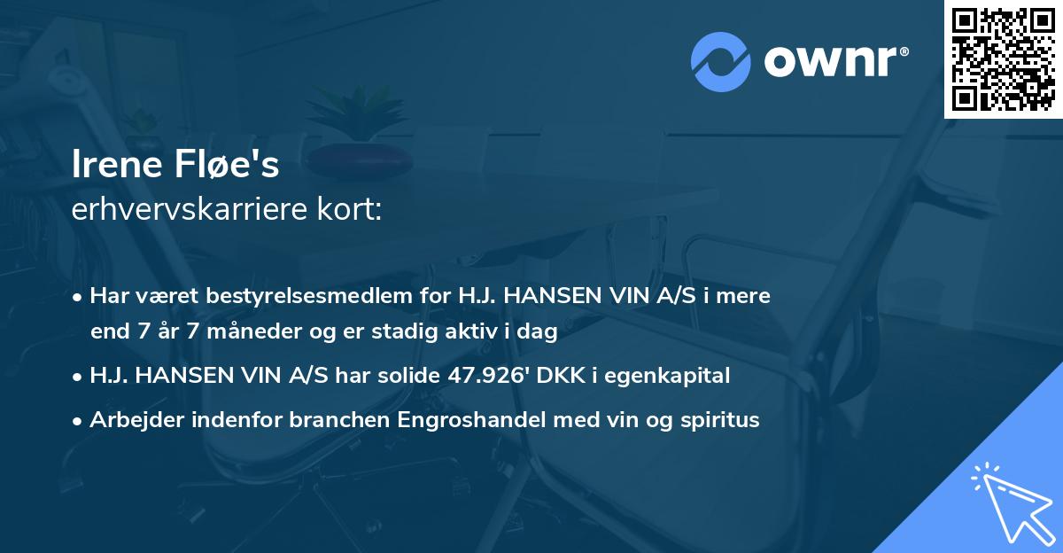 Irene Fløe's erhvervskarriere kort