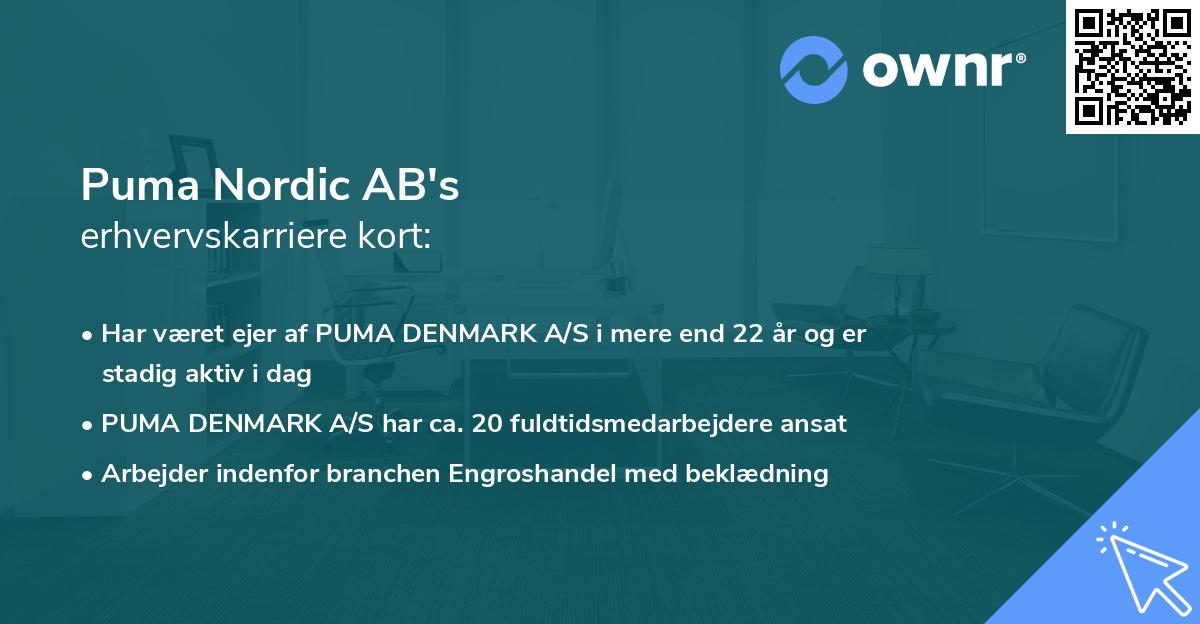 Puma Nordic AB's erhvervskarriere kort