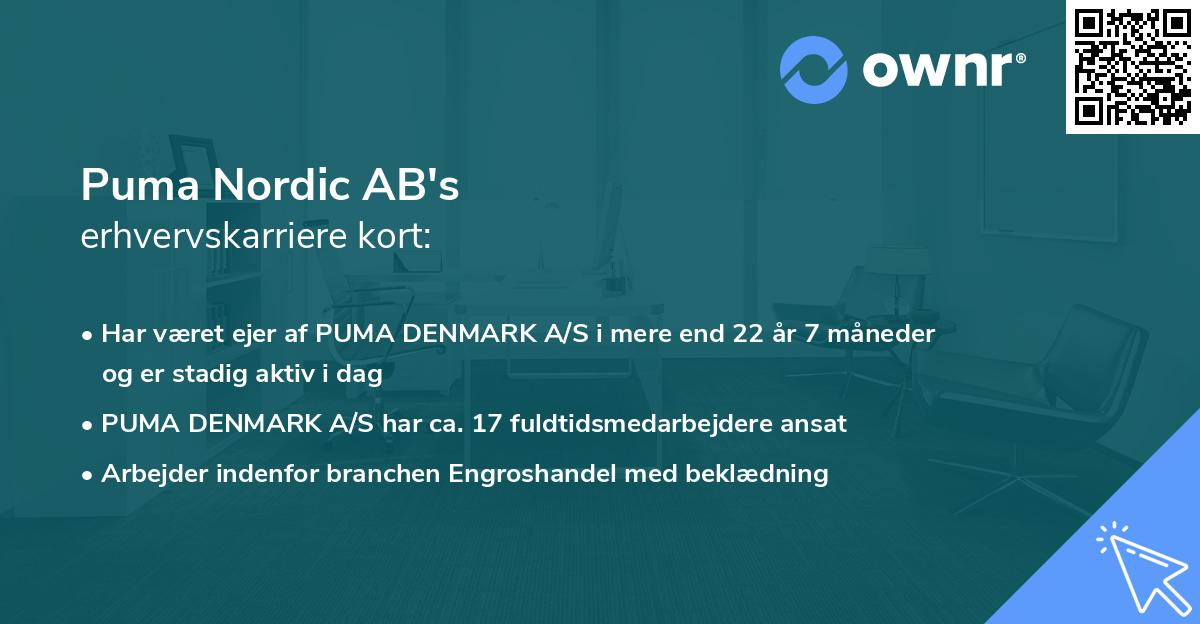 Puma Nordic AB's erhvervskarriere kort