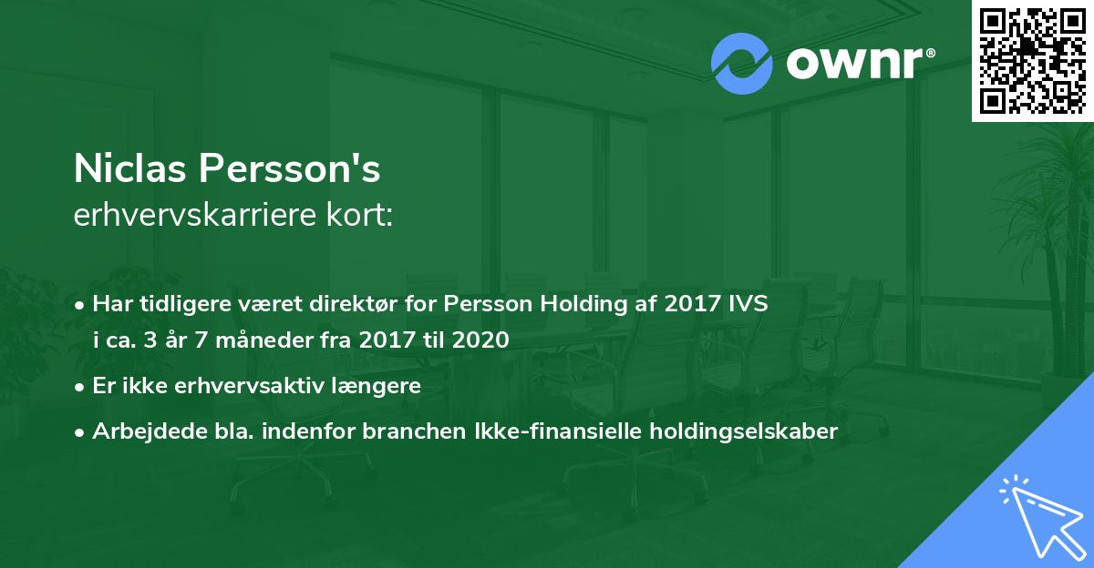 Niclas Persson's erhvervskarriere kort