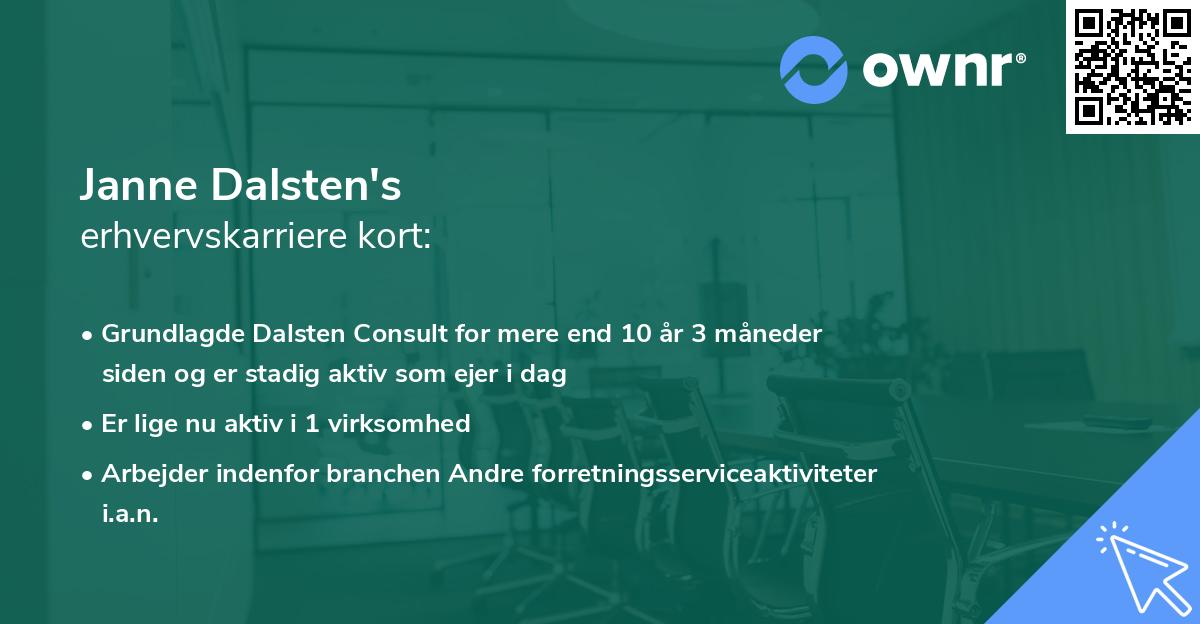 Janne Dalsten's erhvervskarriere kort